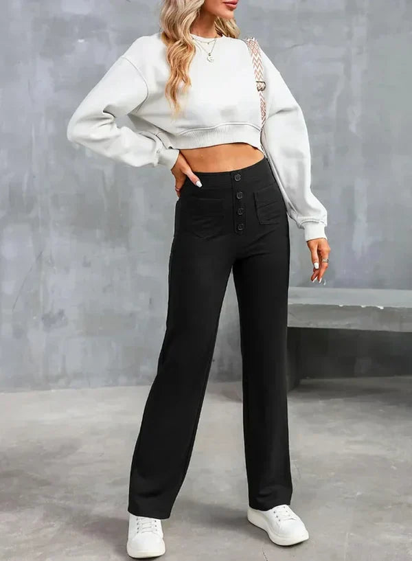 Sophie Stretchhose mit hoher Taille und Seitentaschen