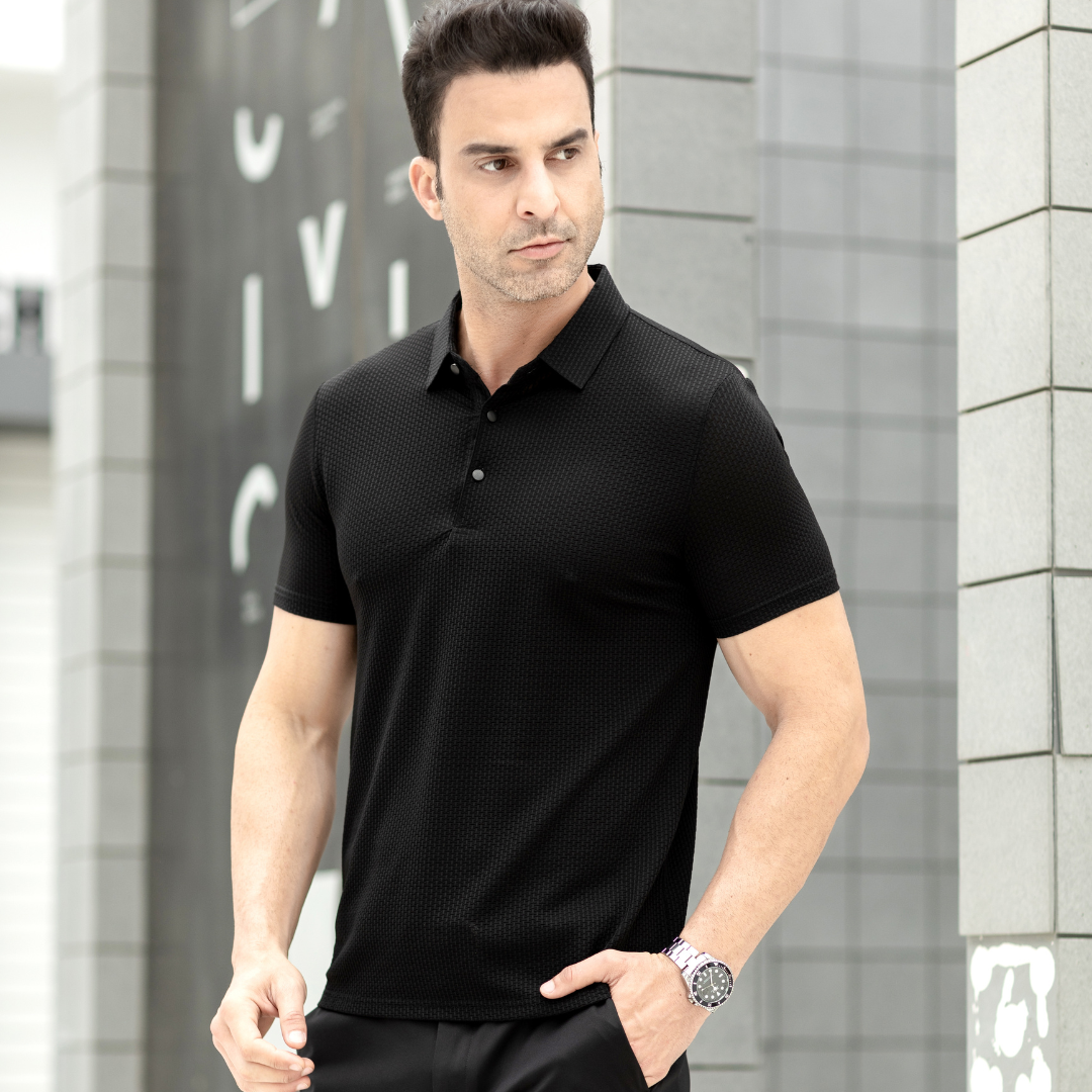 Komfortables strukturiertes Stretch-Poloshirt