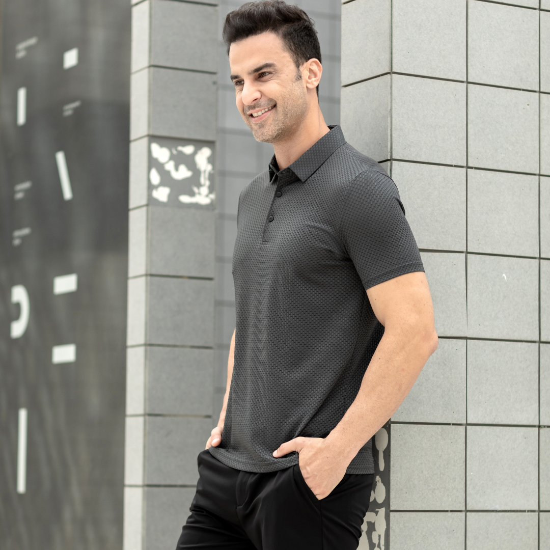 Komfortables strukturiertes Stretch-Poloshirt