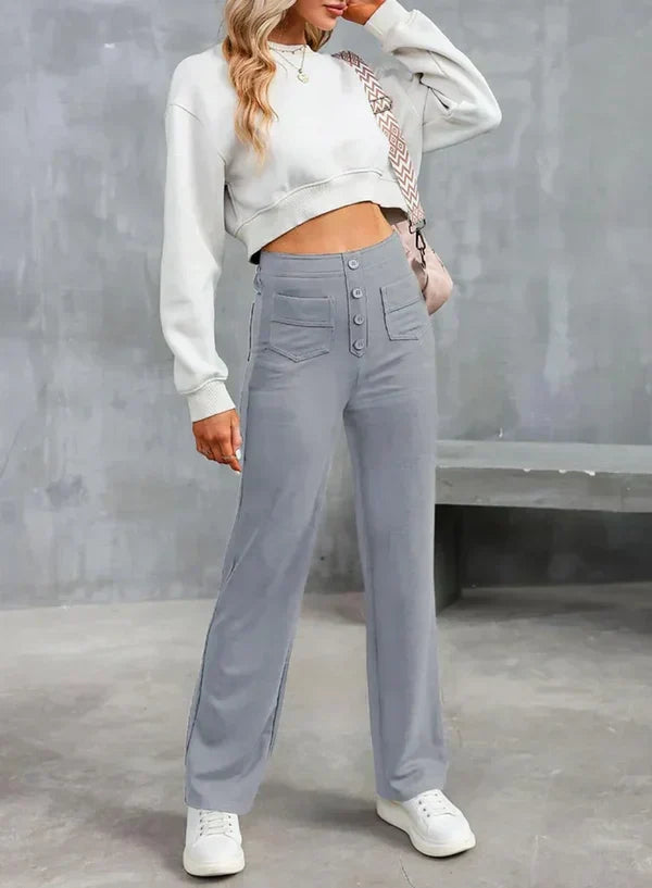 Sophie Stretchhose mit hoher Taille und Seitentaschen