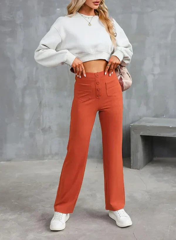 Sophie Stretchhose mit hoher Taille und Seitentaschen